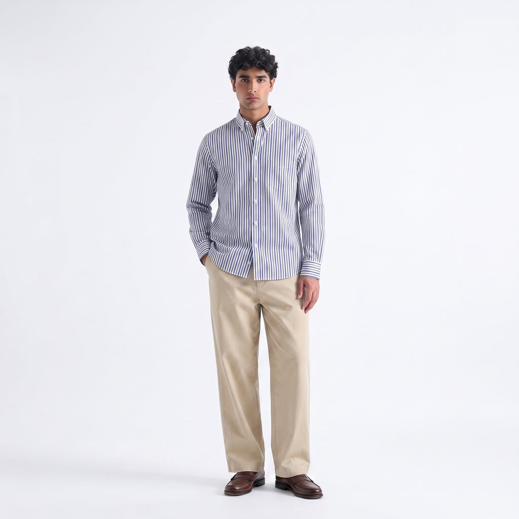 MASSIMO DUTTI Men's Striped Button Down Shirt
