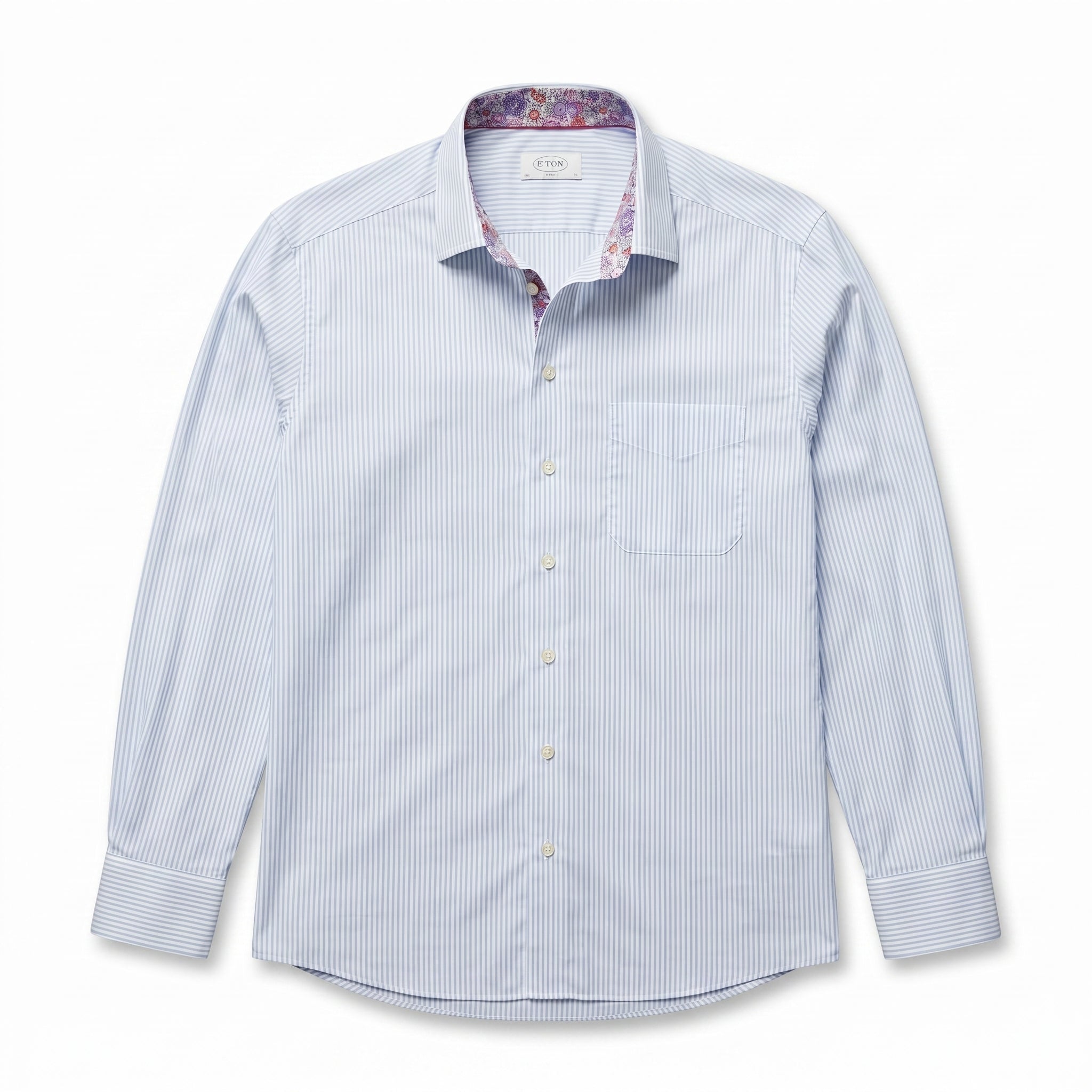 Eton Sweden Blue Striped Floral Lining Shirt