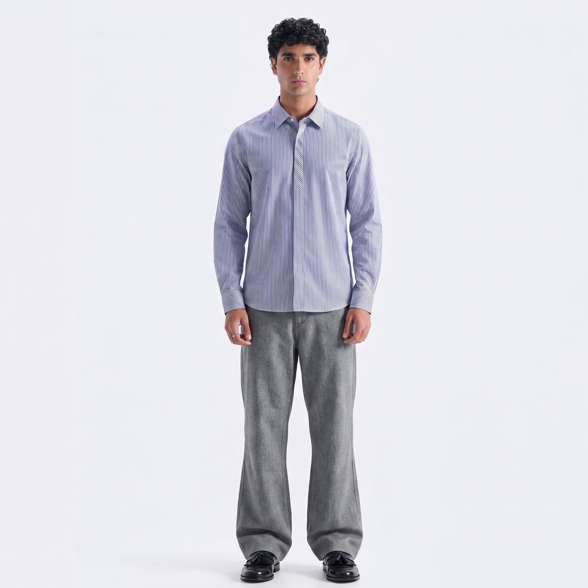 Dunnes Stores Men's Blue Striped Stretch Shirt