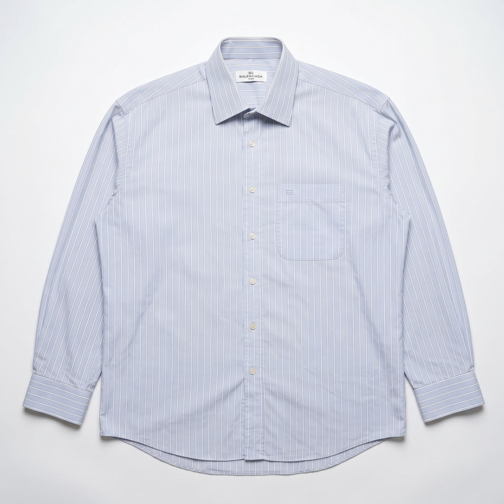 Balenciaga Paris Embroidered Monogram Striped Shirt
