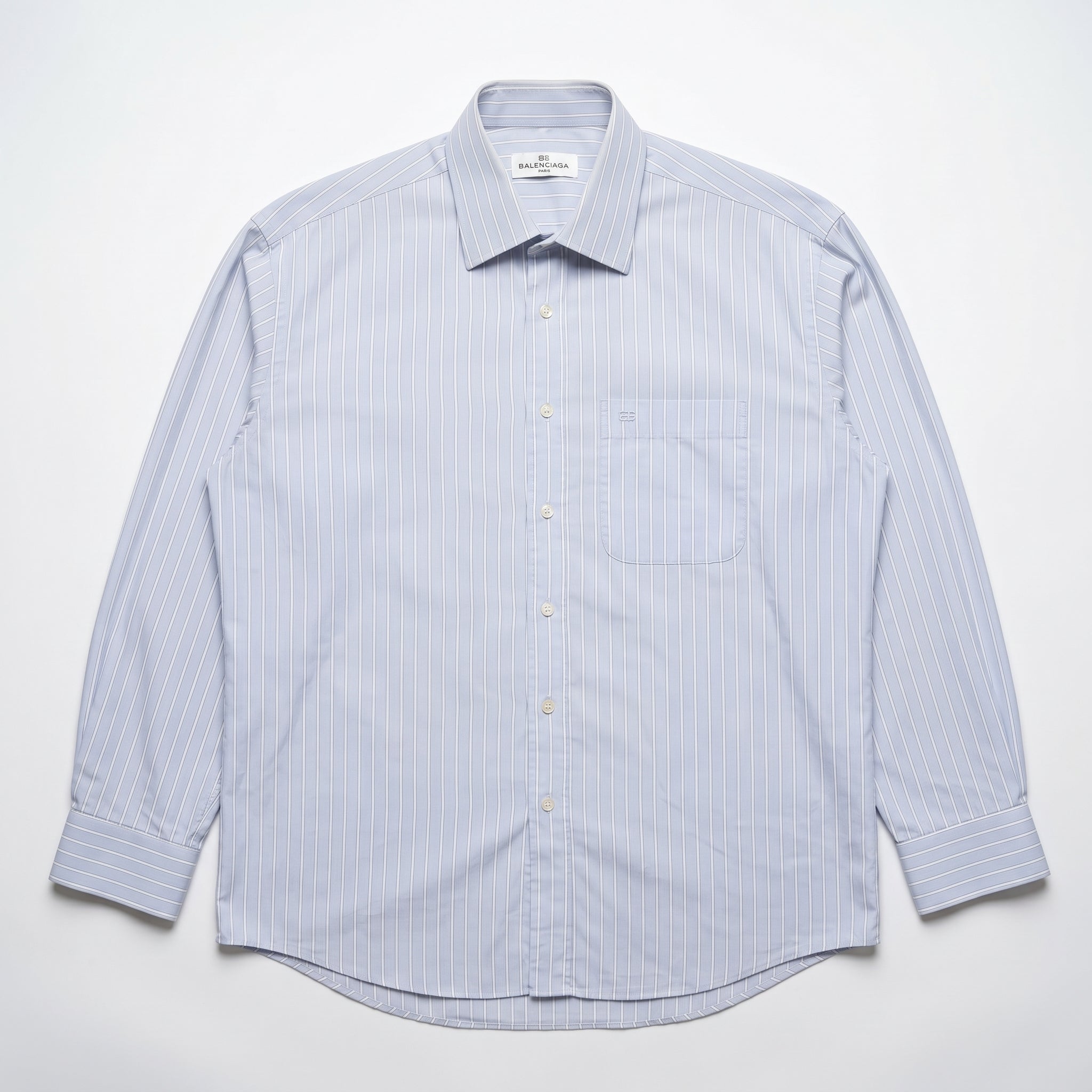 Balenciaga Paris Embroidered Monogram Striped Shirt