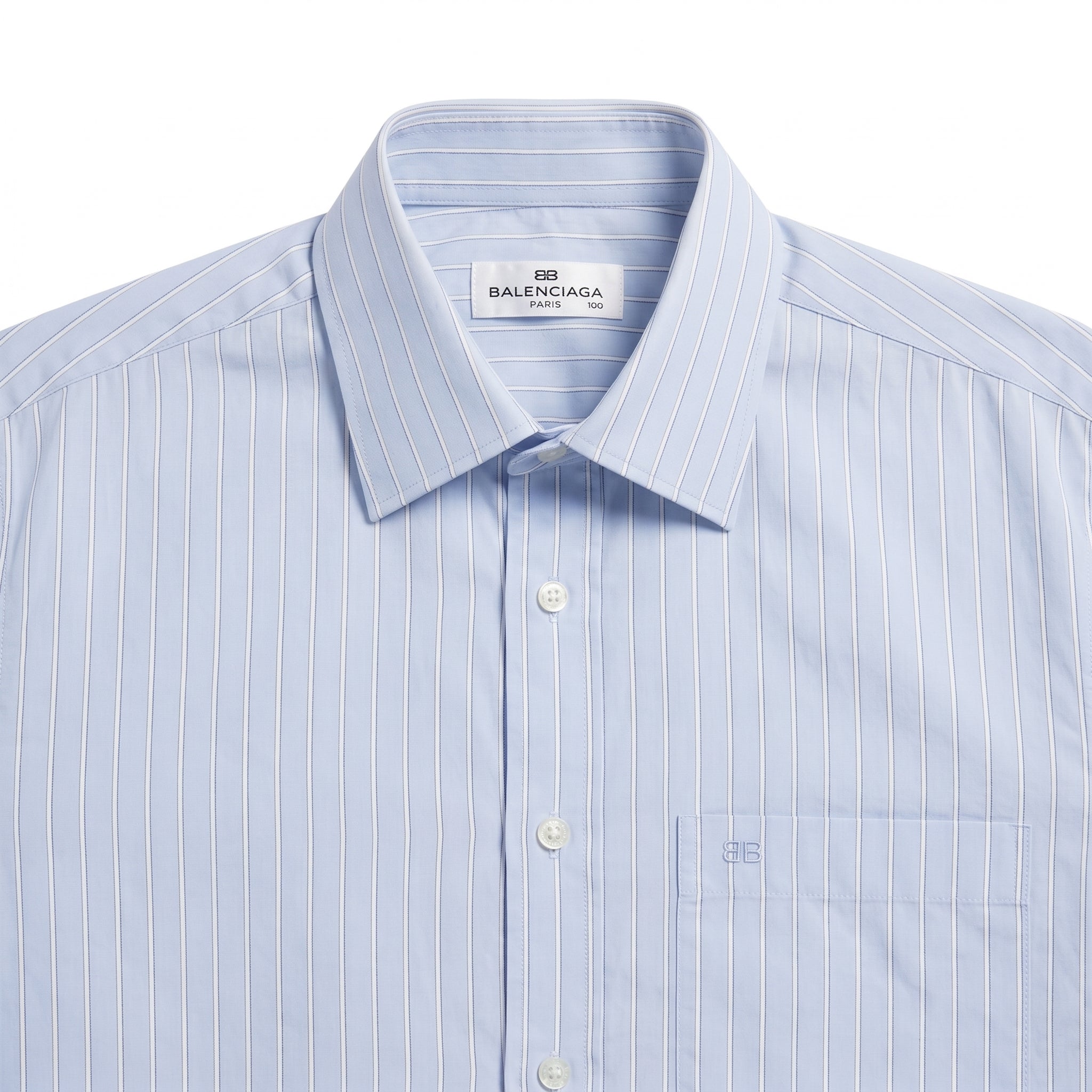 Balenciaga Paris Embroidered Monogram Striped Shirt