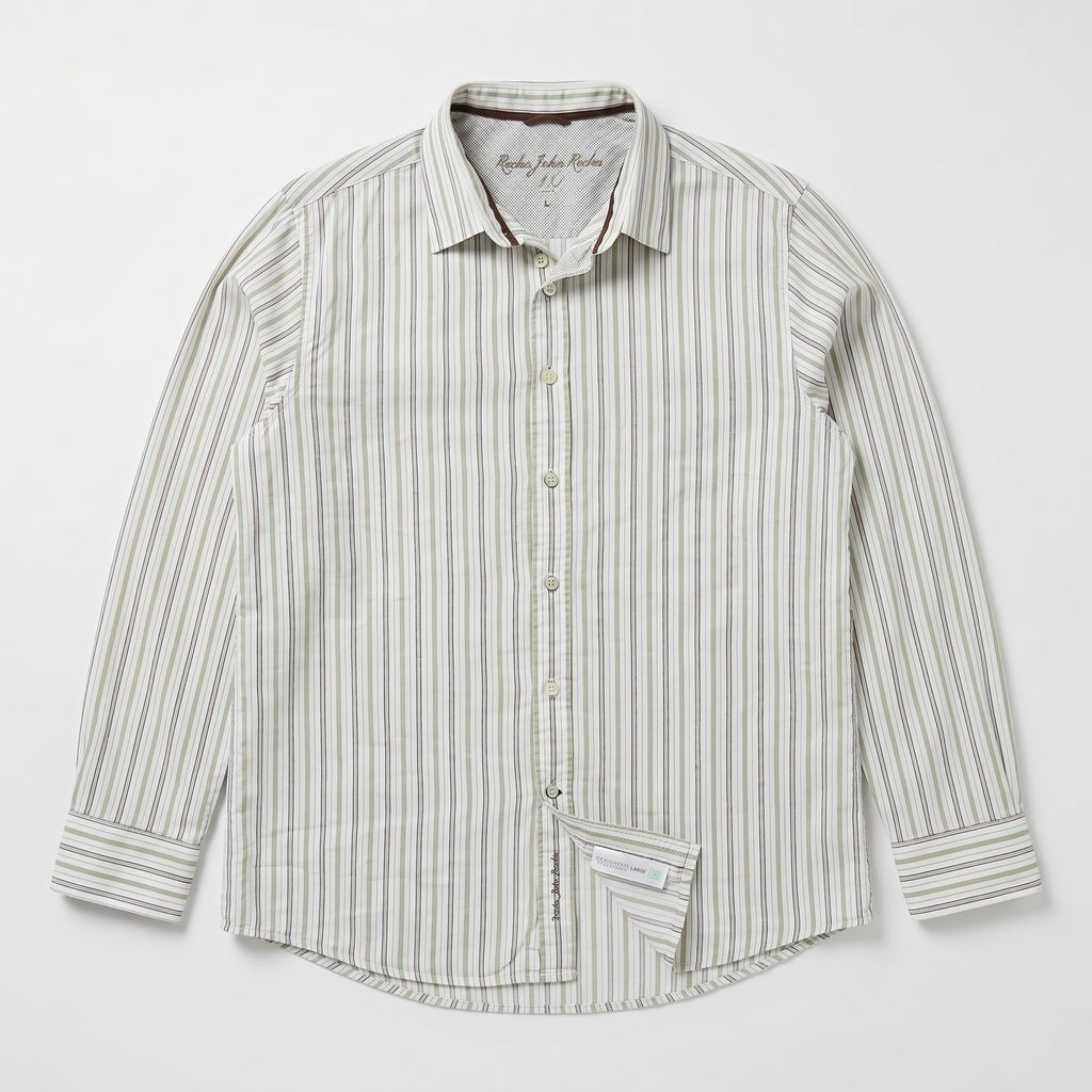 Rocha John Rocha Earth-Tone Multi-Stripe Shirt