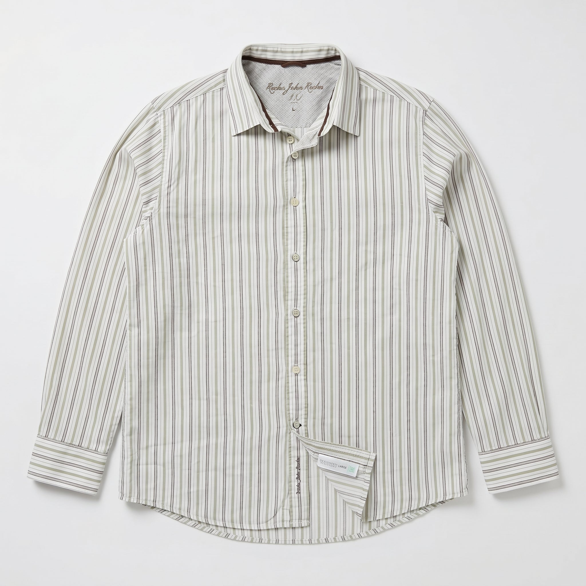 Rocha John Rocha Earth-Tone Multi-Stripe Shirt