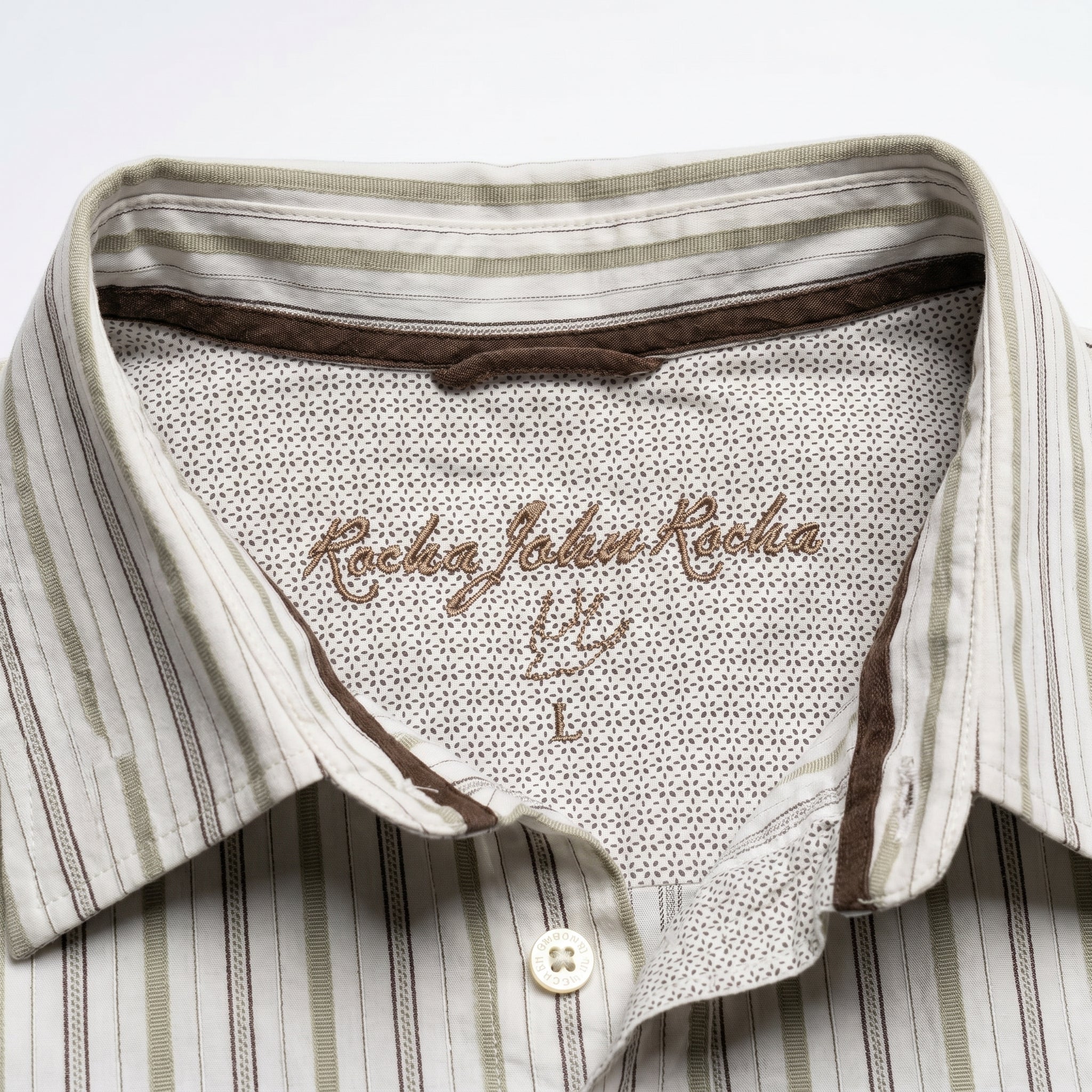 Rocha John Rocha Earth-Tone Multi-Stripe Shirt