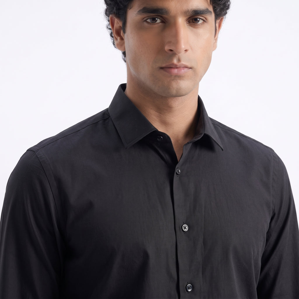 Massimo Dutti Italian Fabric Black Shirt