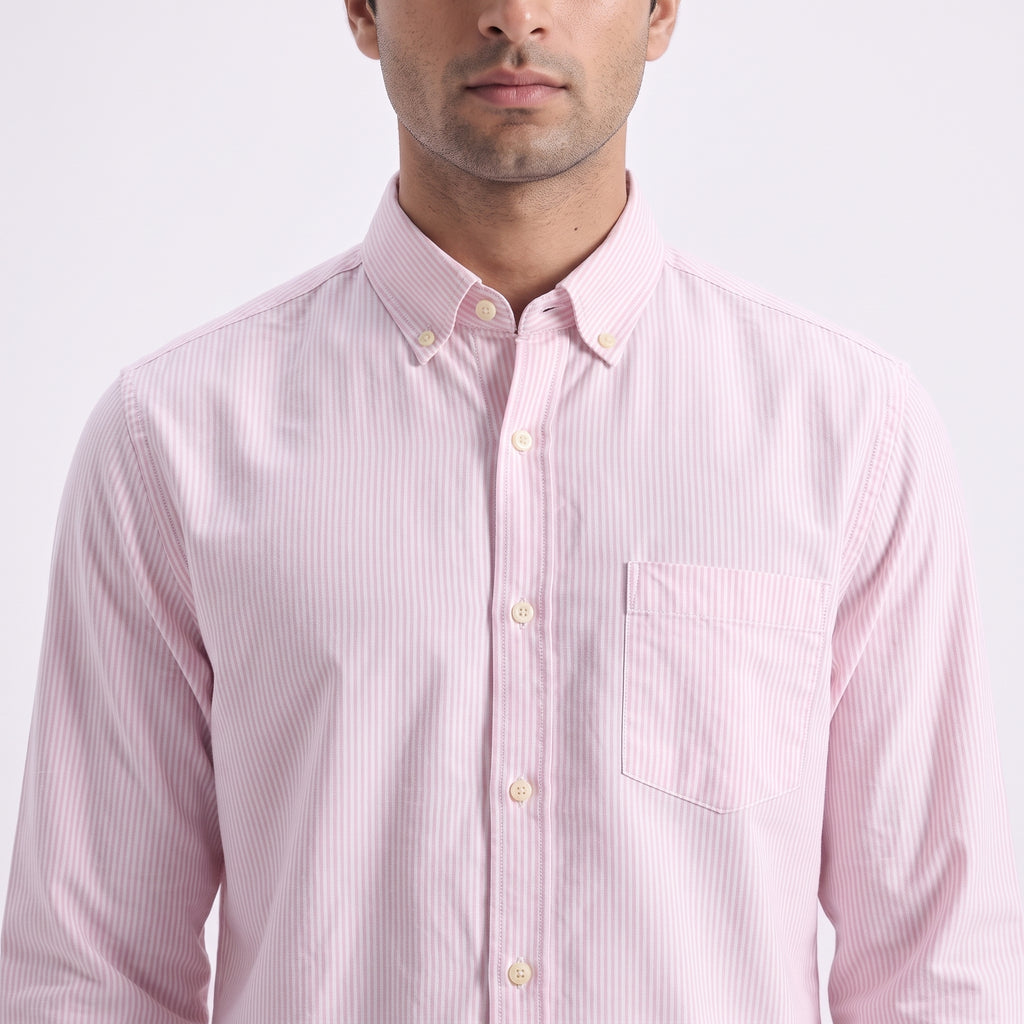 Debenhams Pink Striped Classic Fit Shirt