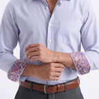 Eton Sweden Blue Striped Floral Lining Shirt