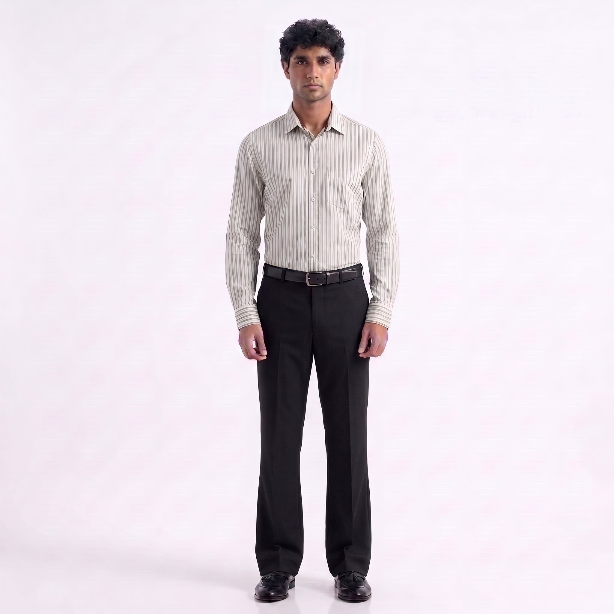 Rocha John Rocha Earth-Tone Multi-Stripe Shirt