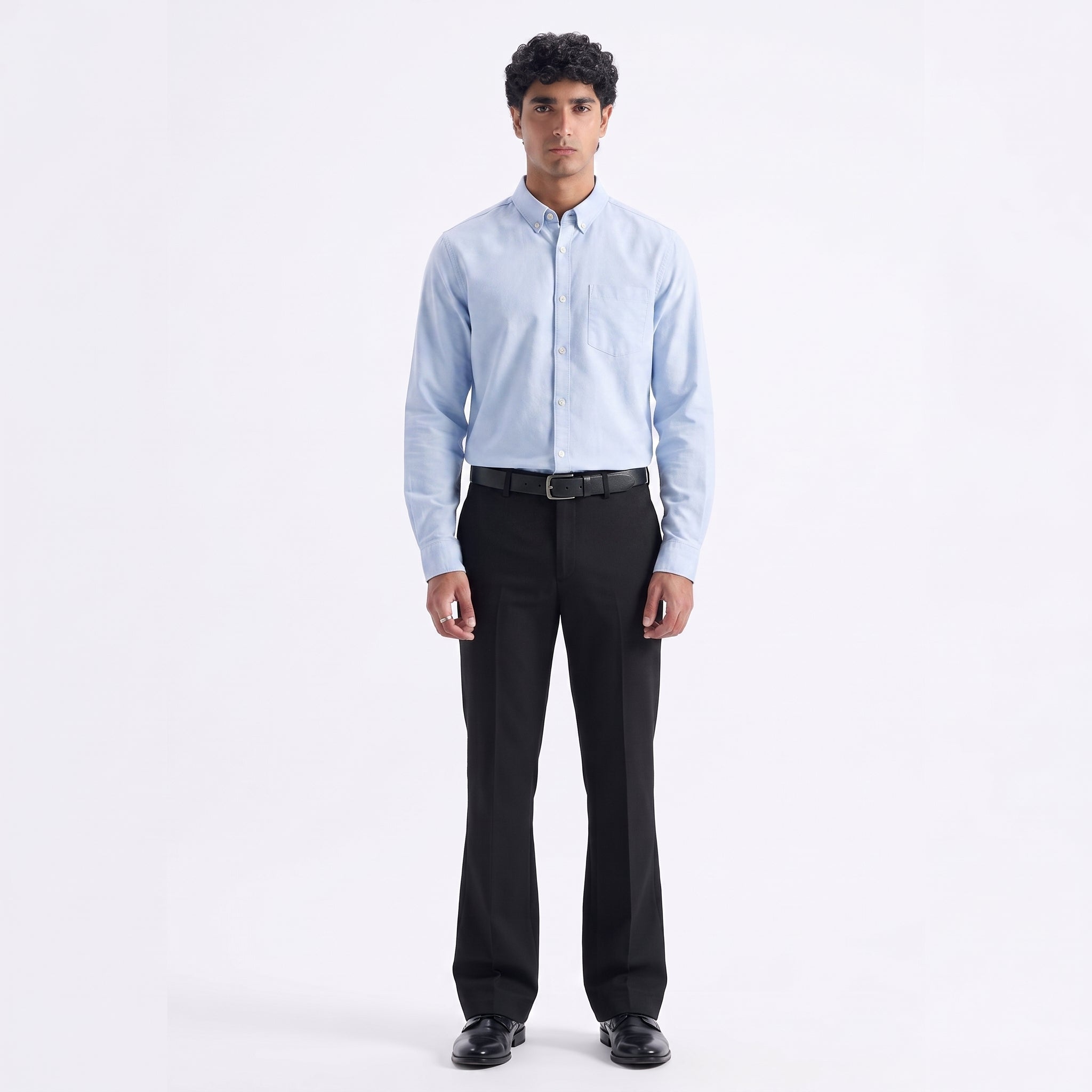River Island Oxford Long Sleeve Shirt Sky Blue