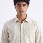 Pierre Cardin Cream Striped Casual Shirt