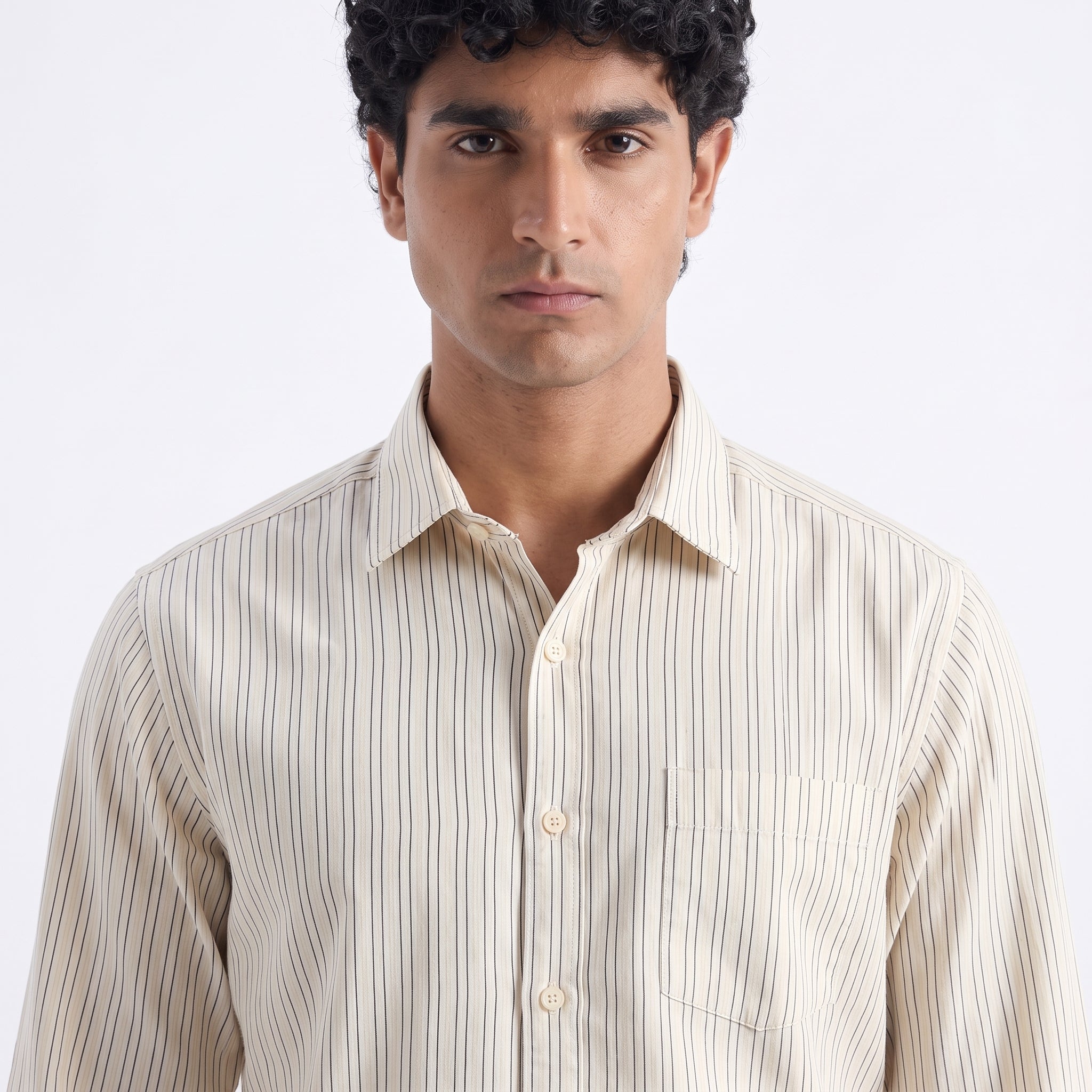 Pierre Cardin Cream Striped Casual Shirt