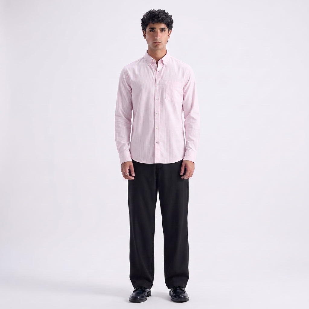 Debenhams Pink Striped Classic Fit Shirt