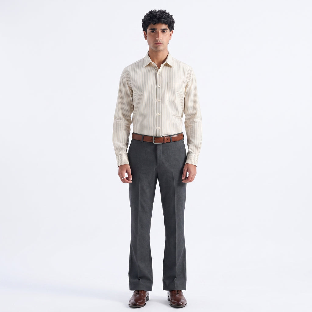 Pierre Cardin Cream Striped Casual Shirt