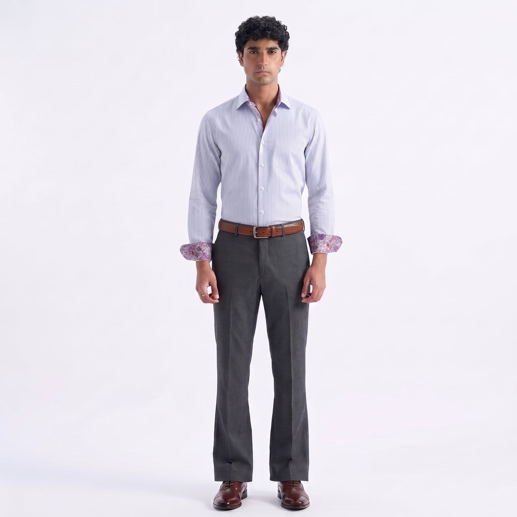 Eton Sweden Blue Striped Floral Lining Shirt