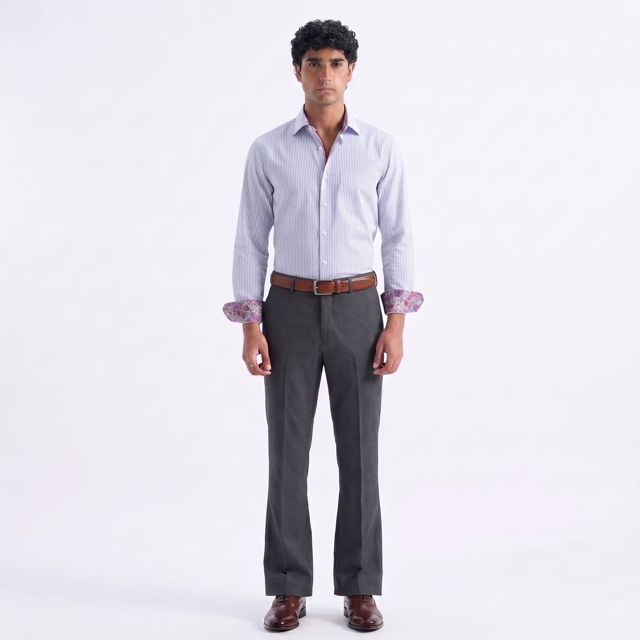 Eton Sweden Blue Striped Floral Lining Shirt