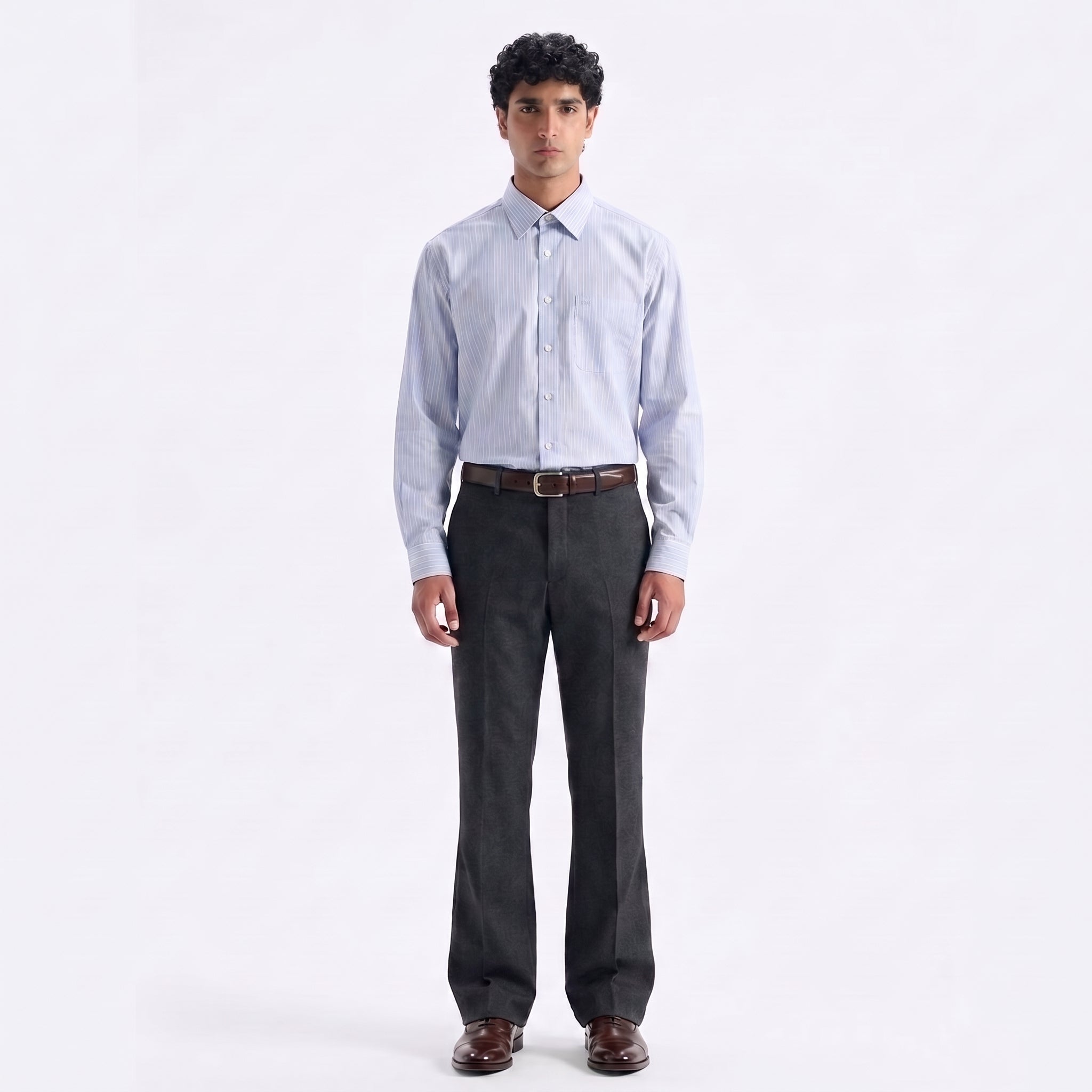 Balenciaga Paris Embroidered Monogram Striped Shirt