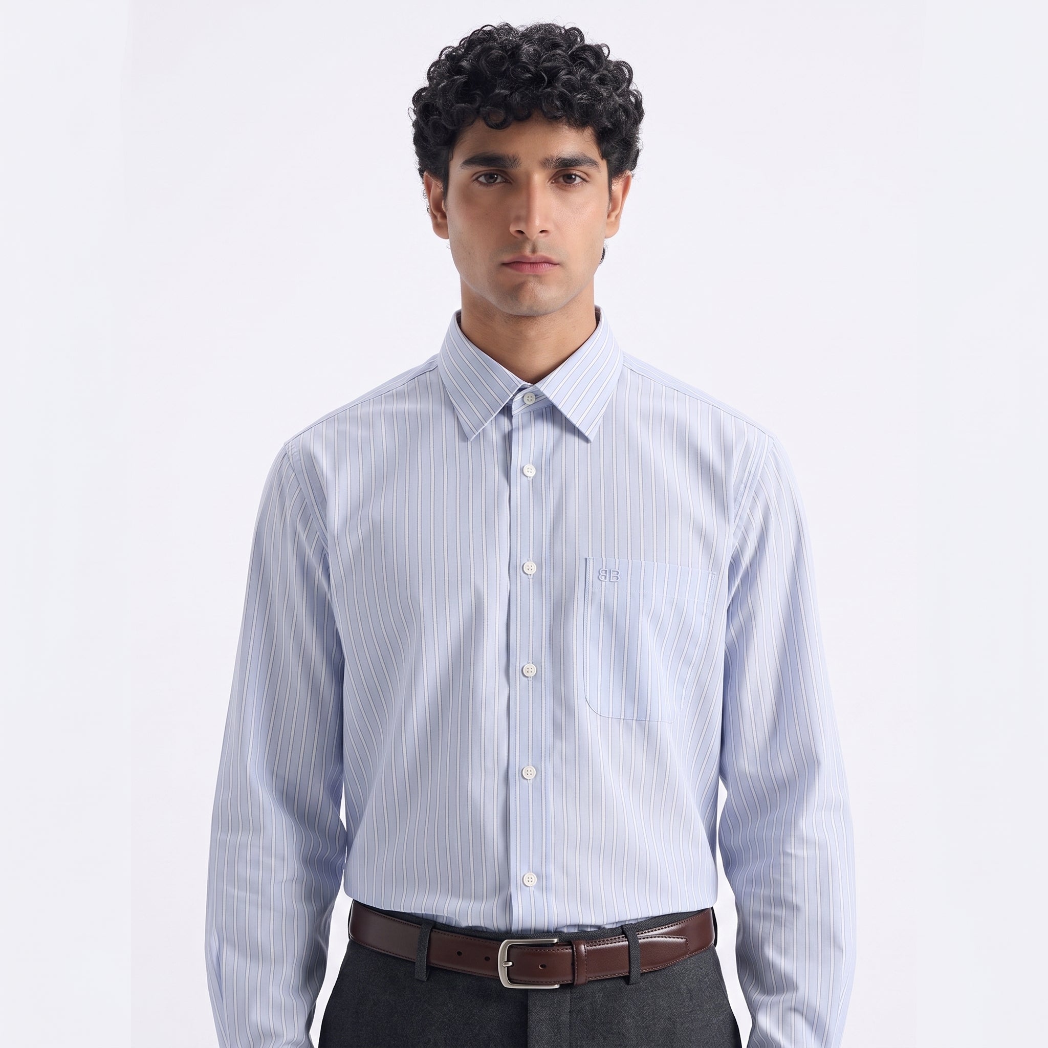 Balenciaga Paris Embroidered Monogram Striped Shirt