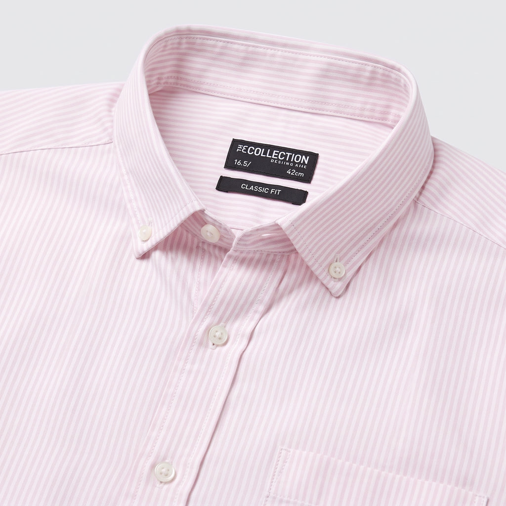 Debenhams Pink Striped Classic Fit Shirt