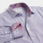 Eton Sweden Blue Striped Floral Lining Shirt