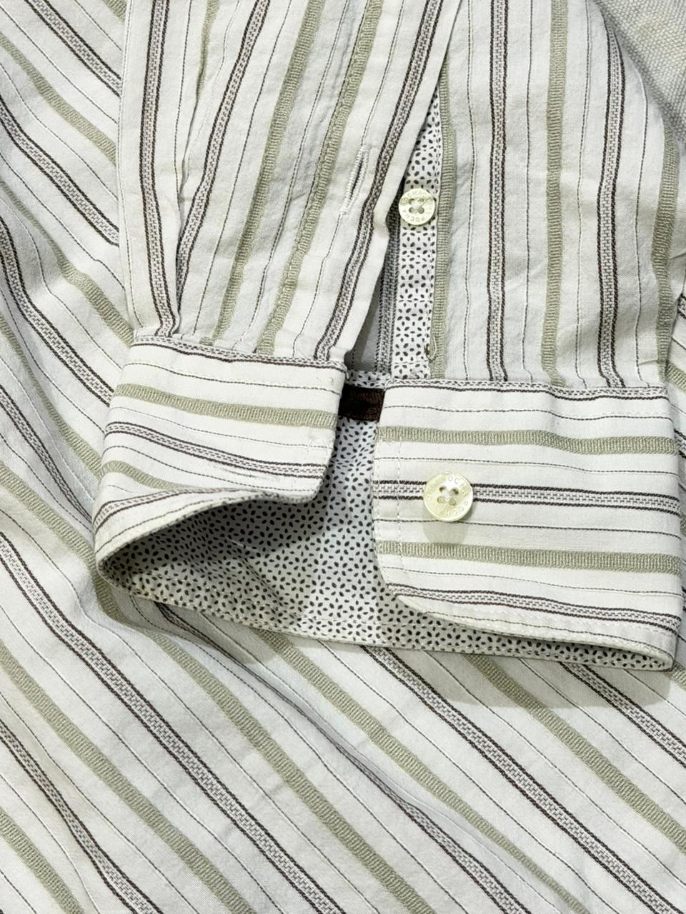 Rocha John Rocha Earth-Tone Multi-Stripe Shirt