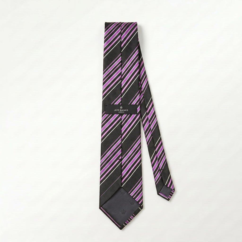 Jeff Banks London Magenta & Violet Striped Silk Tie
