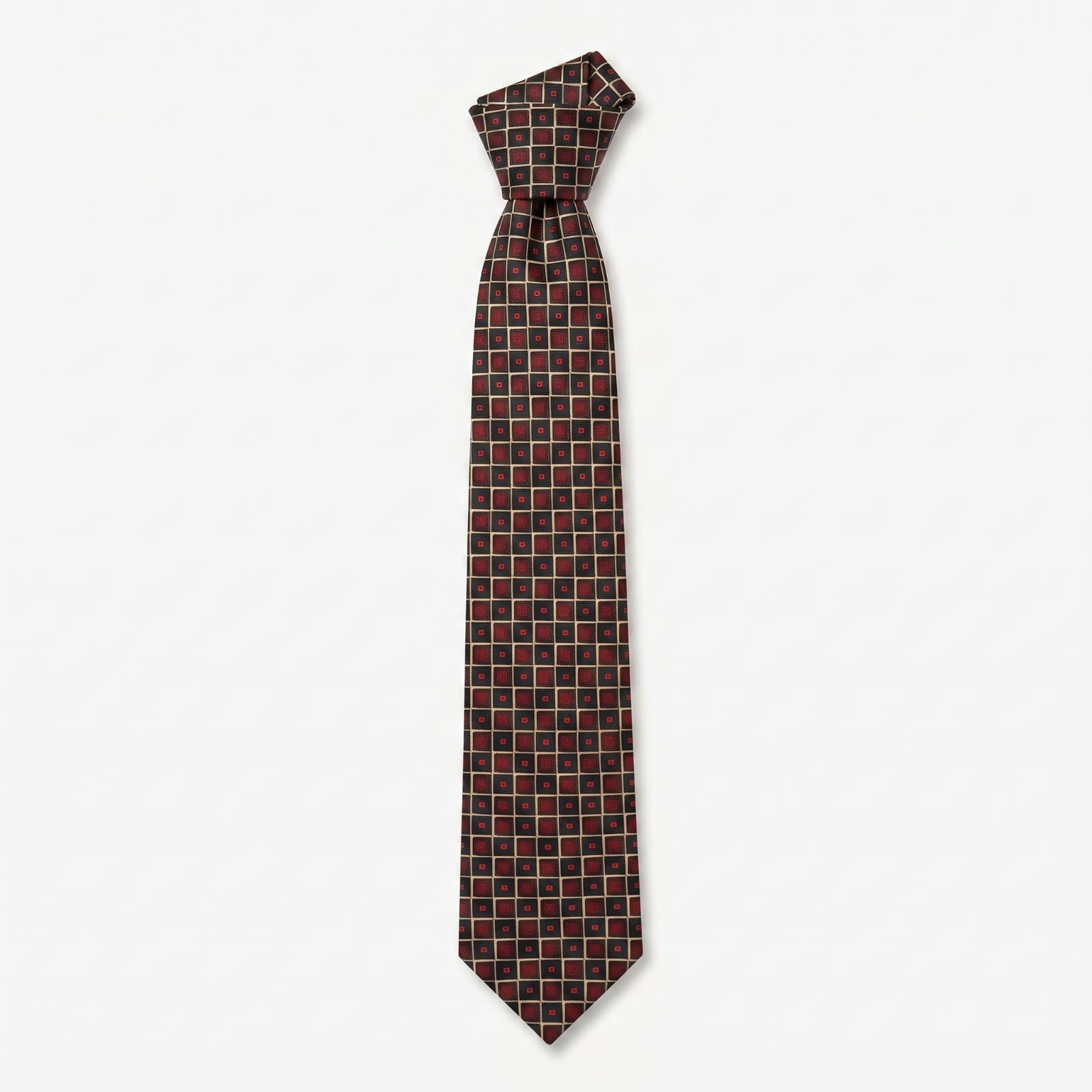 Tino Cosma Italy Vintage Crimson & Royal Blue Mosaic Silk Tie