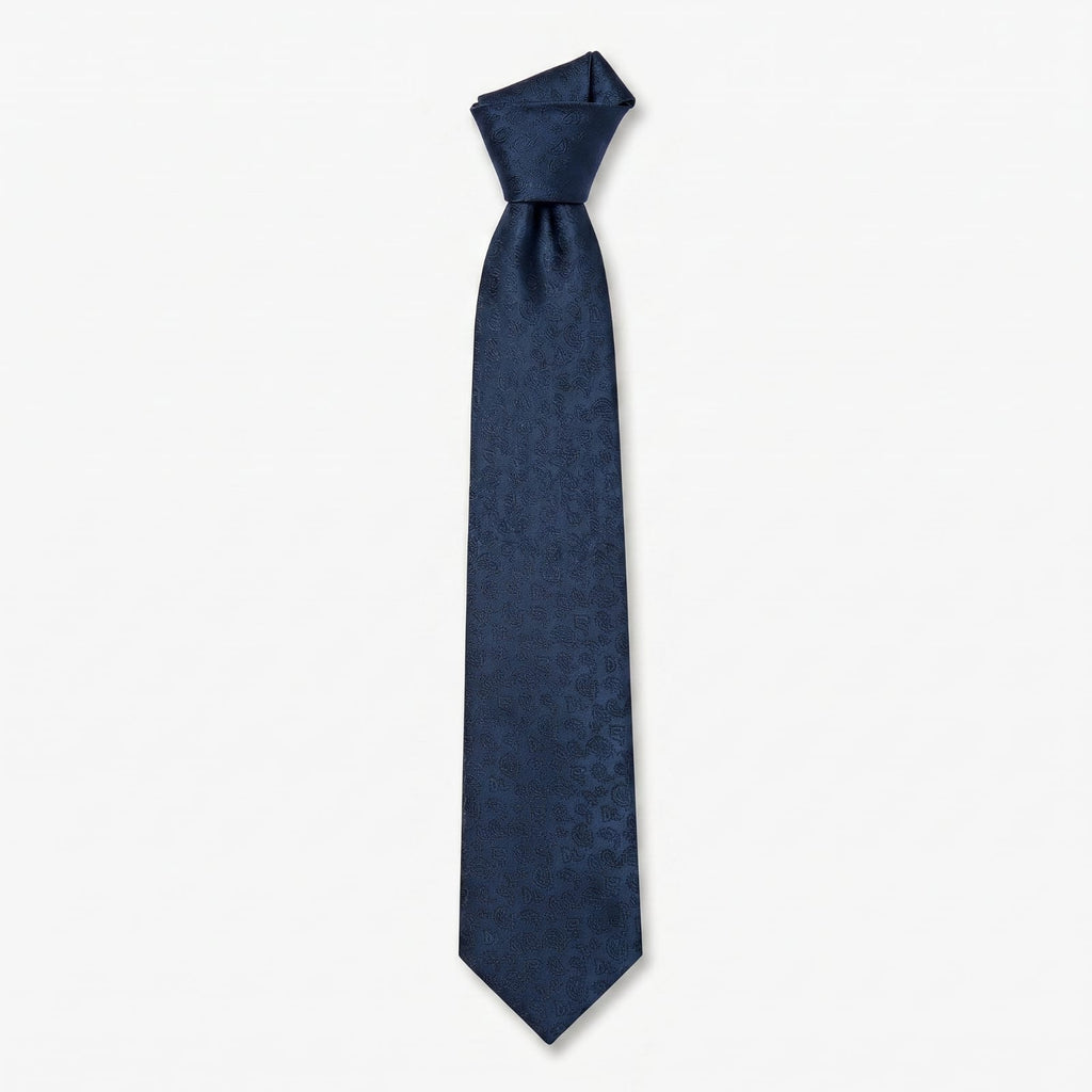 Burton Collection Textured Navy Paisley Silk Tie