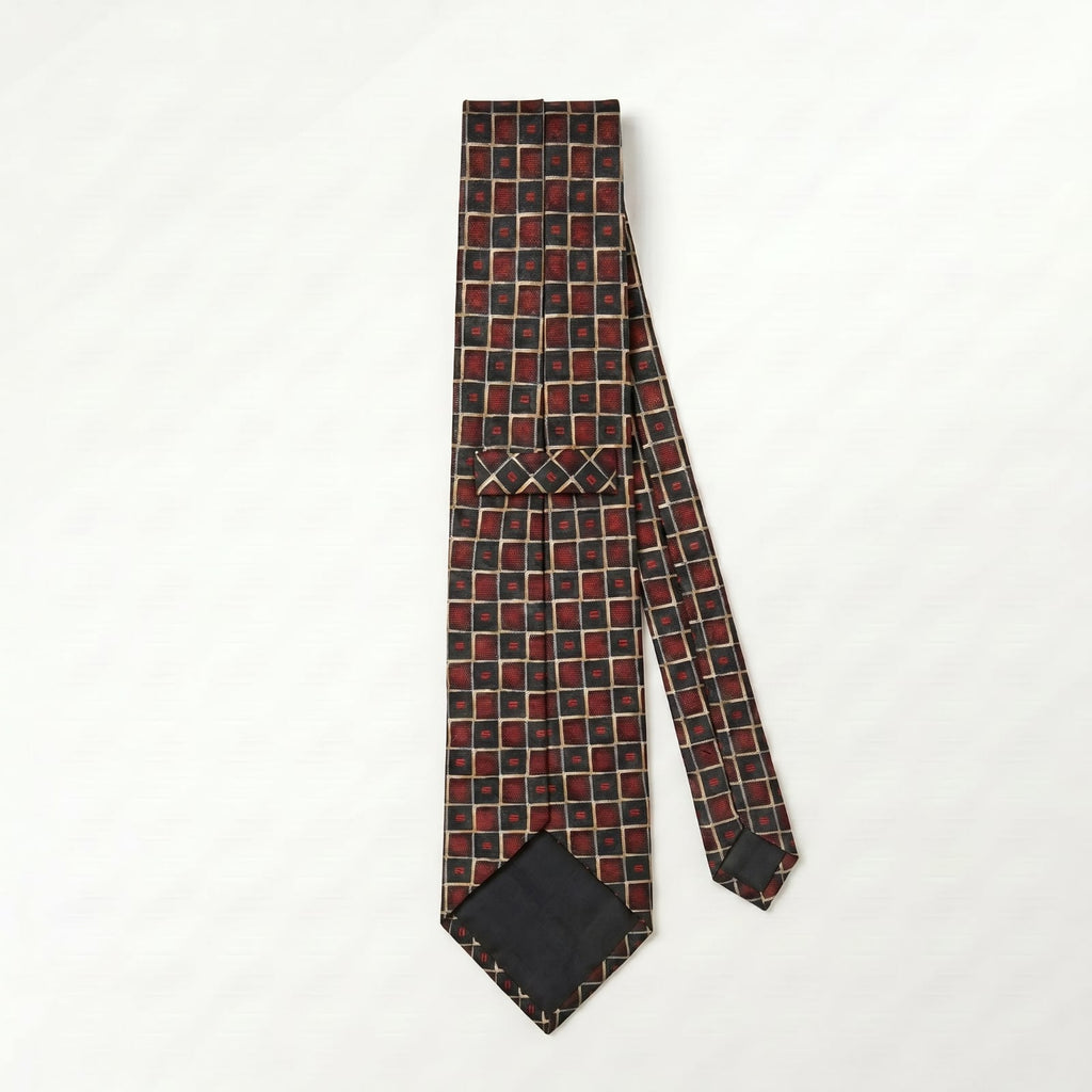 Tino Cosma Italy Vintage Crimson & Royal Blue Mosaic Silk Tie