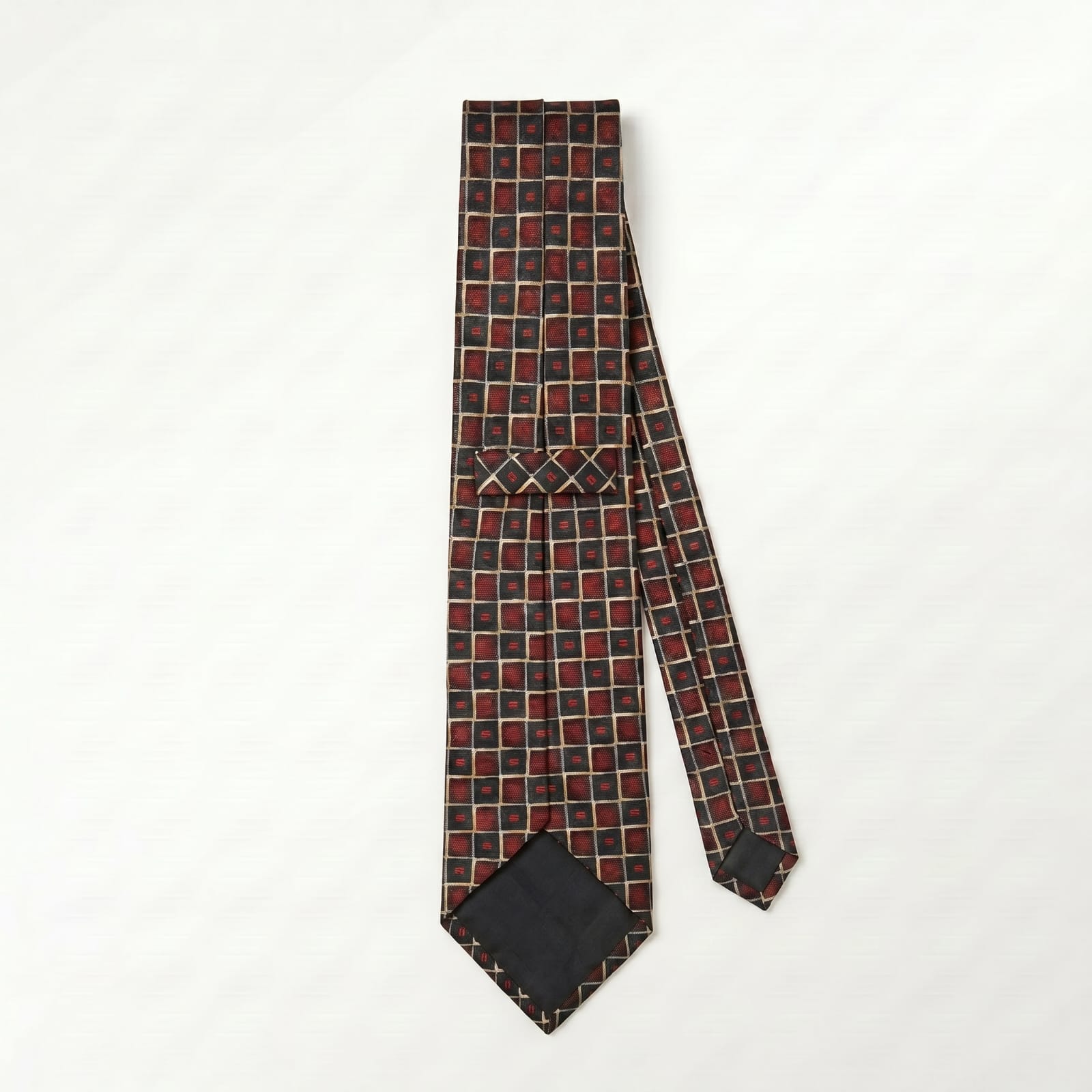 Tino Cosma Italy Vintage Crimson & Royal Blue Mosaic Silk Tie