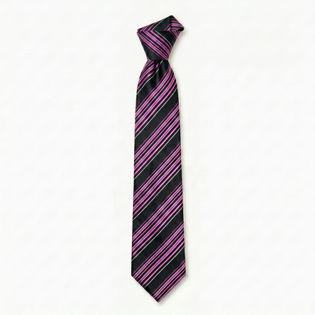 Jeff Banks London Magenta & Violet Striped Silk Tie