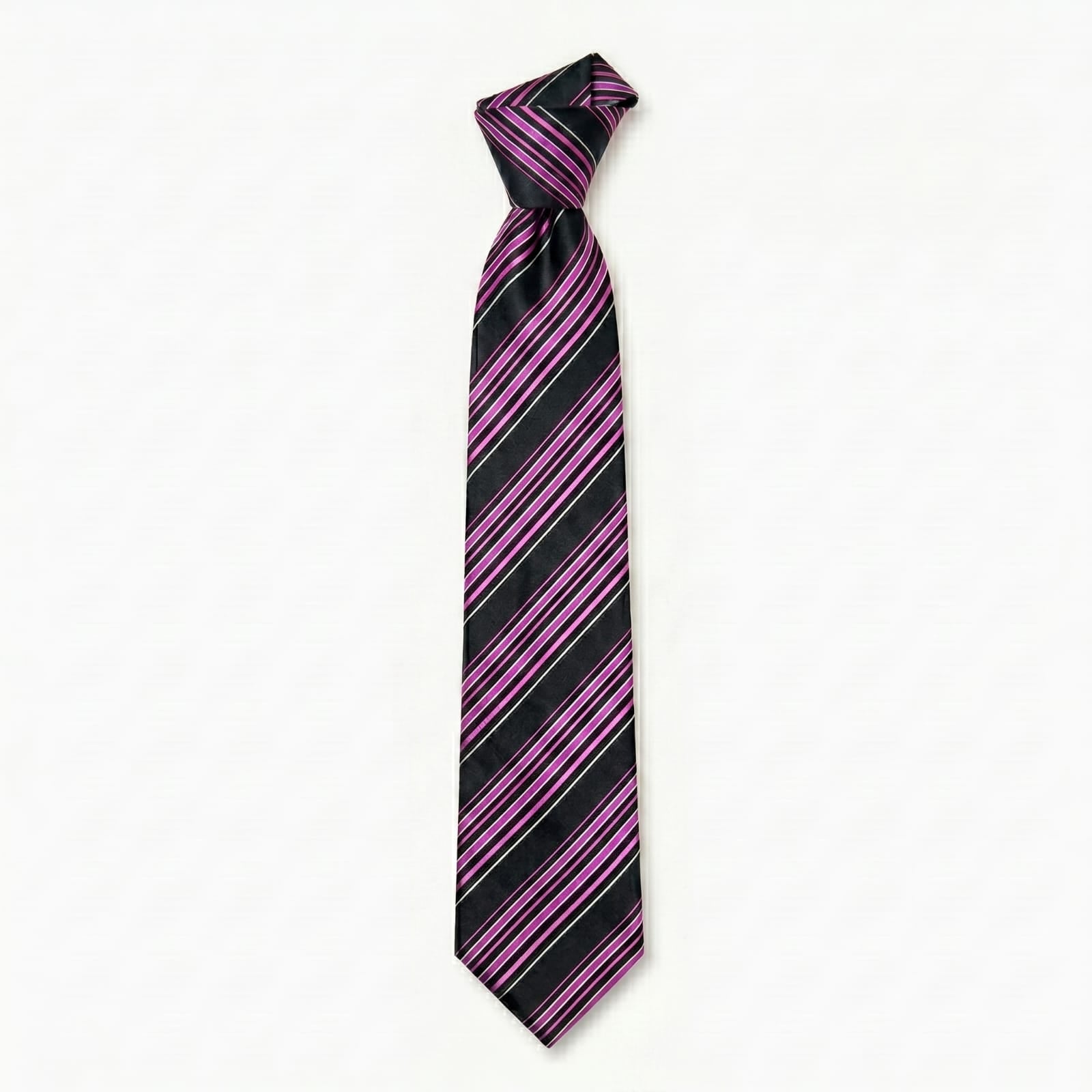 Jeff Banks London Magenta & Violet Striped Silk Tie