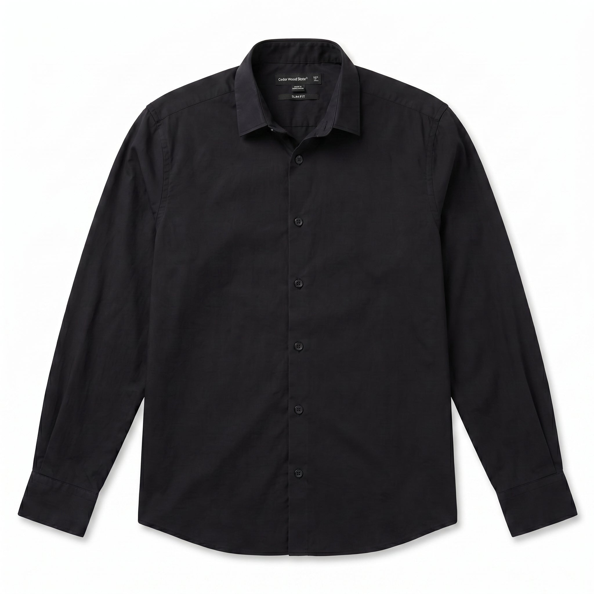 Cedar Wood State Slim Fit Long Sleeve Shirt — Jet Black