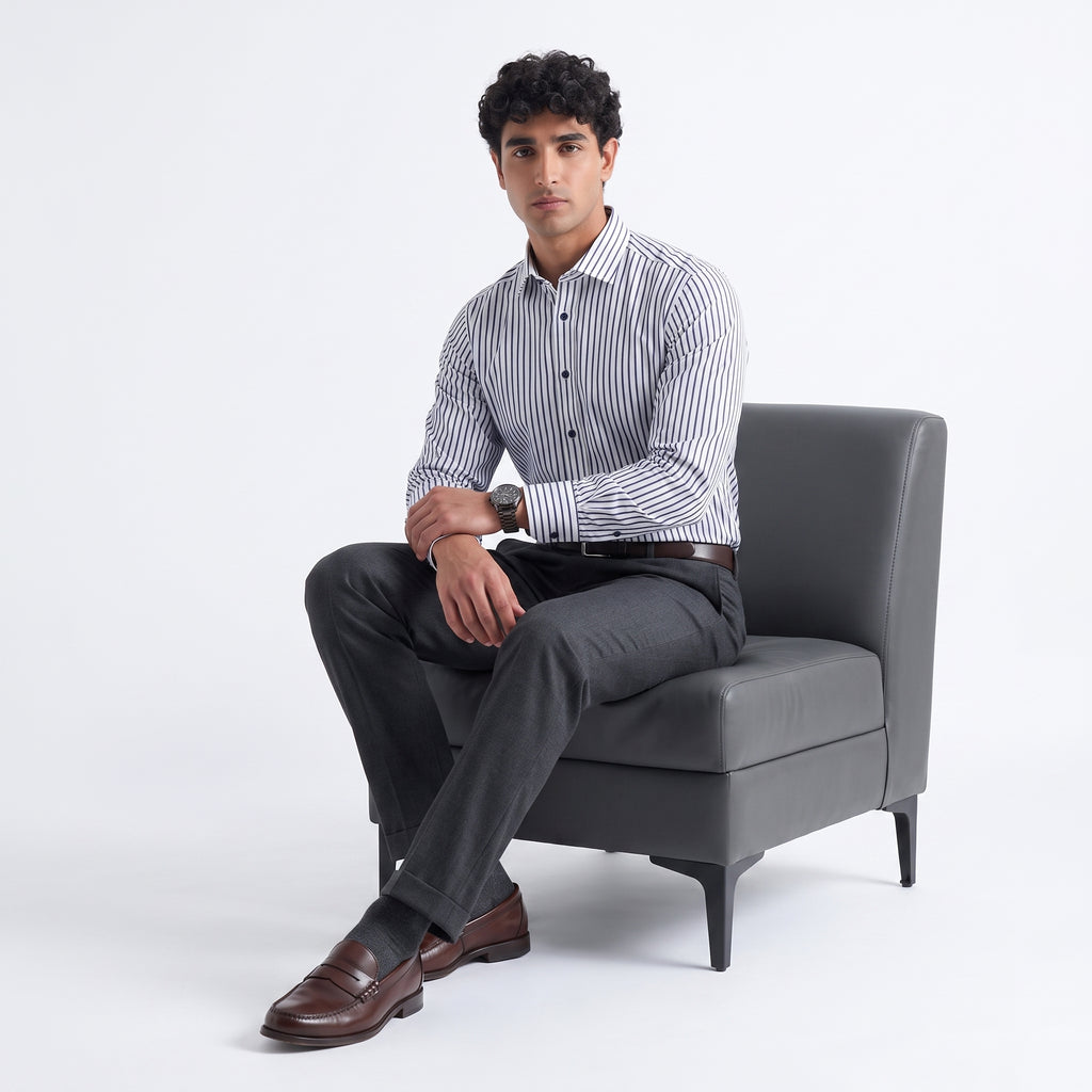 Paul Costelloe Men's Purple Striped Shirt