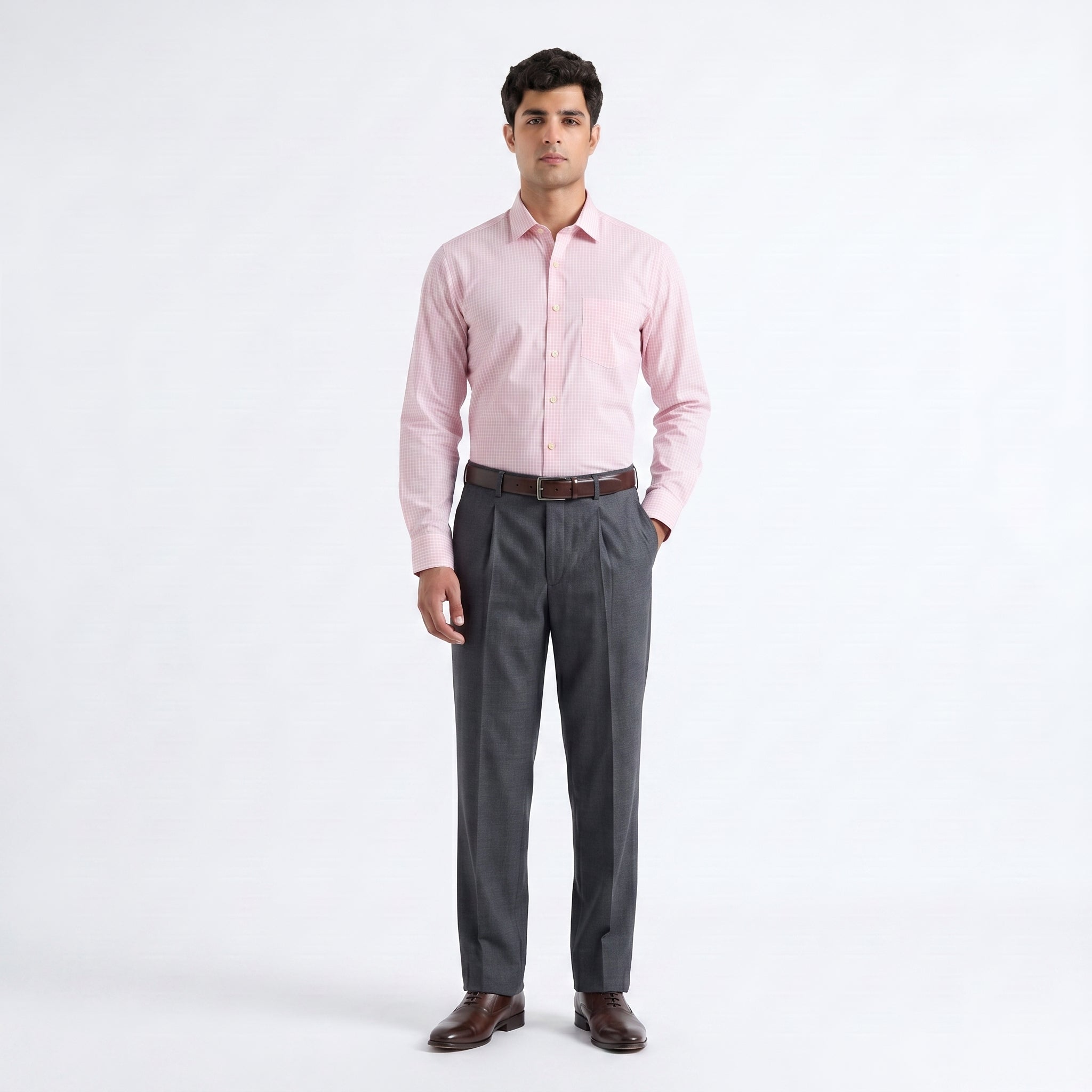 Hatico Super Cotton Pink Checked Shirt