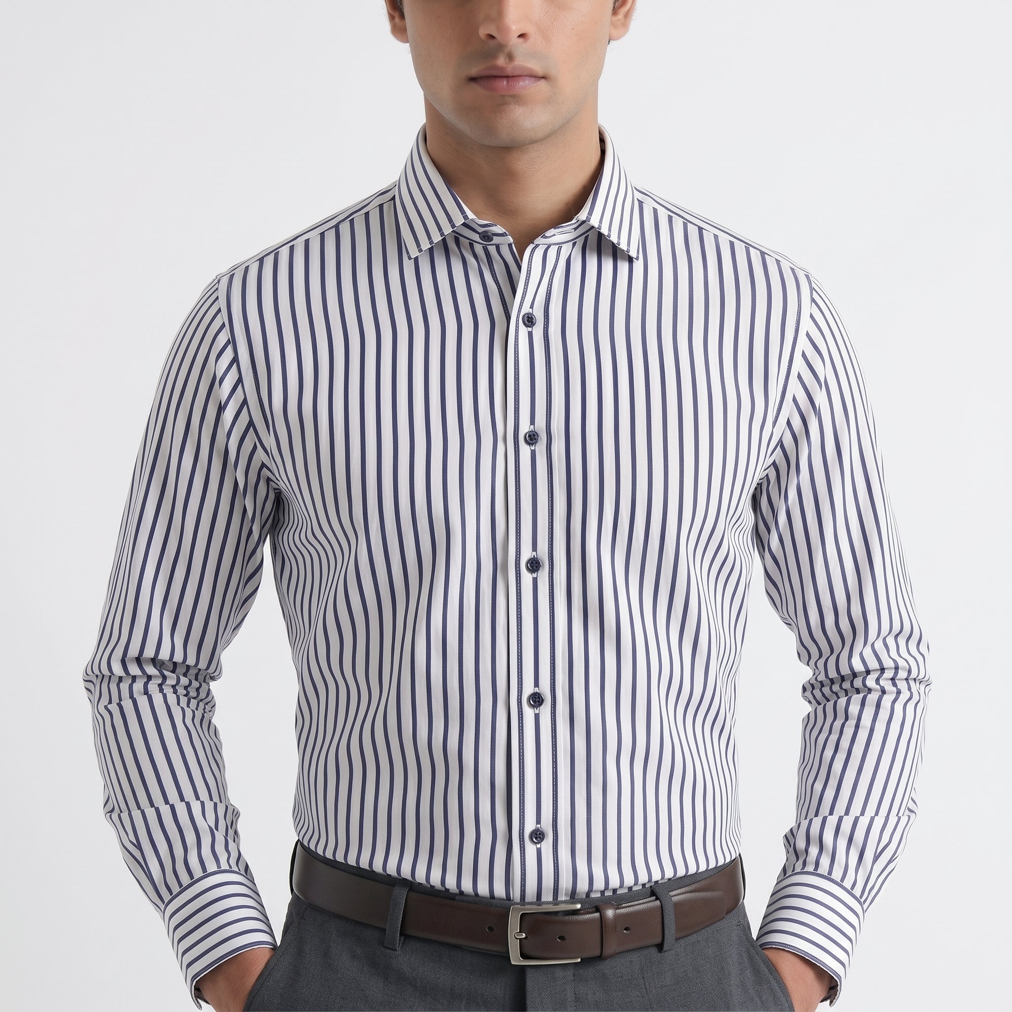 Paul Costelloe Men's Purple Striped Shirt