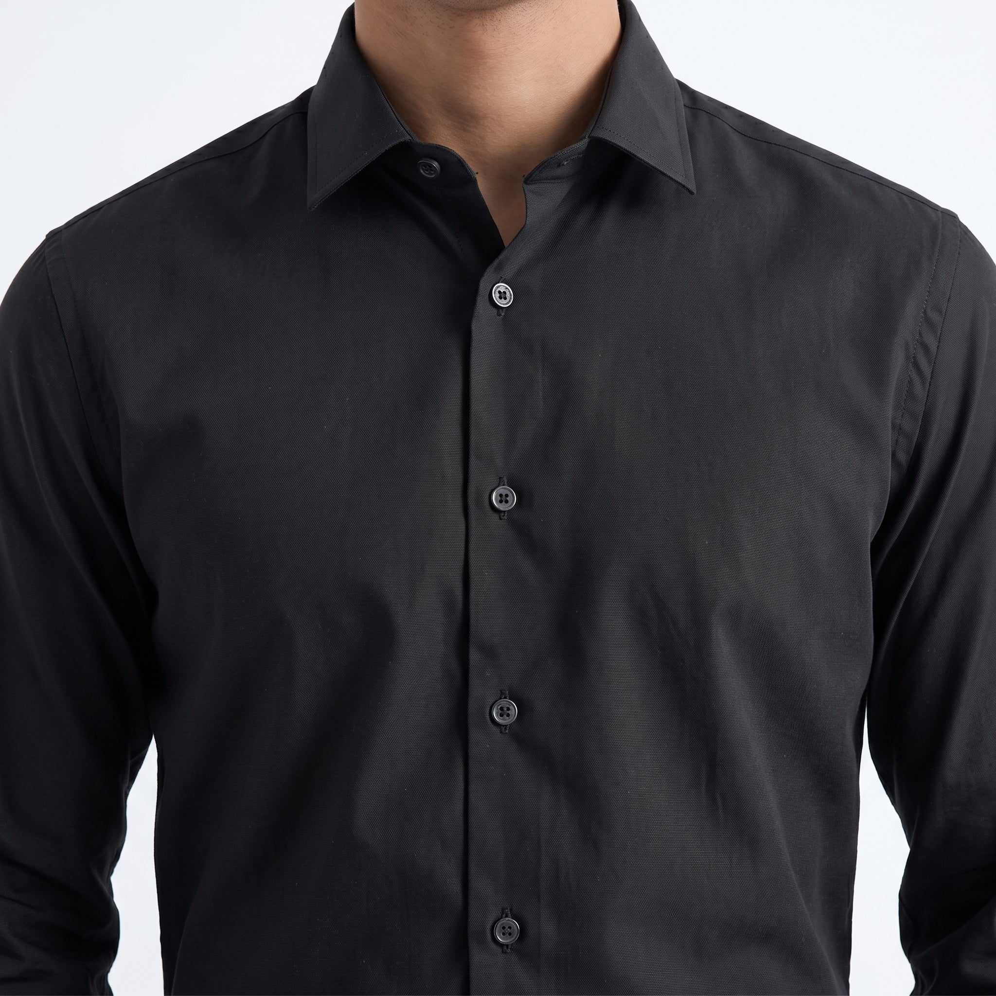 Cedar Wood State Slim Fit Long Sleeve Shirt — Jet Black