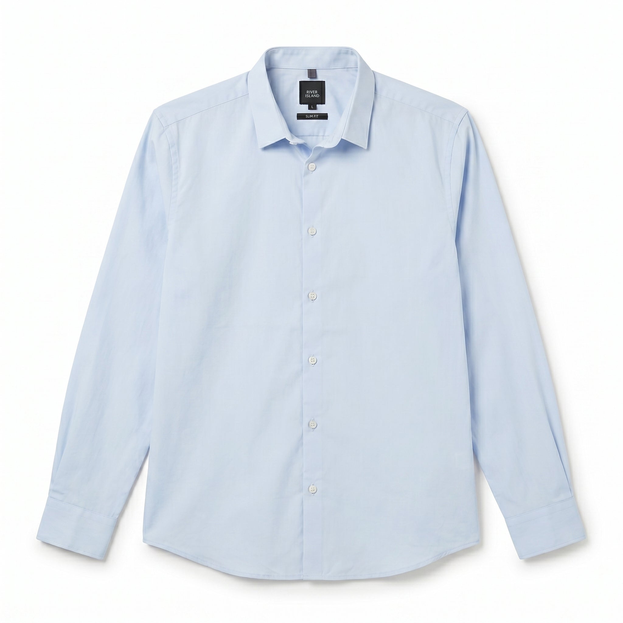 River Island Men's Light Blue Slim Fit Shirt