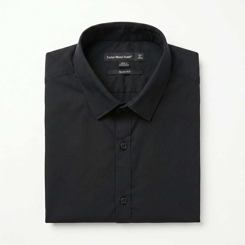 Cedar Wood State Slim Fit Long Sleeve Shirt — Jet Black