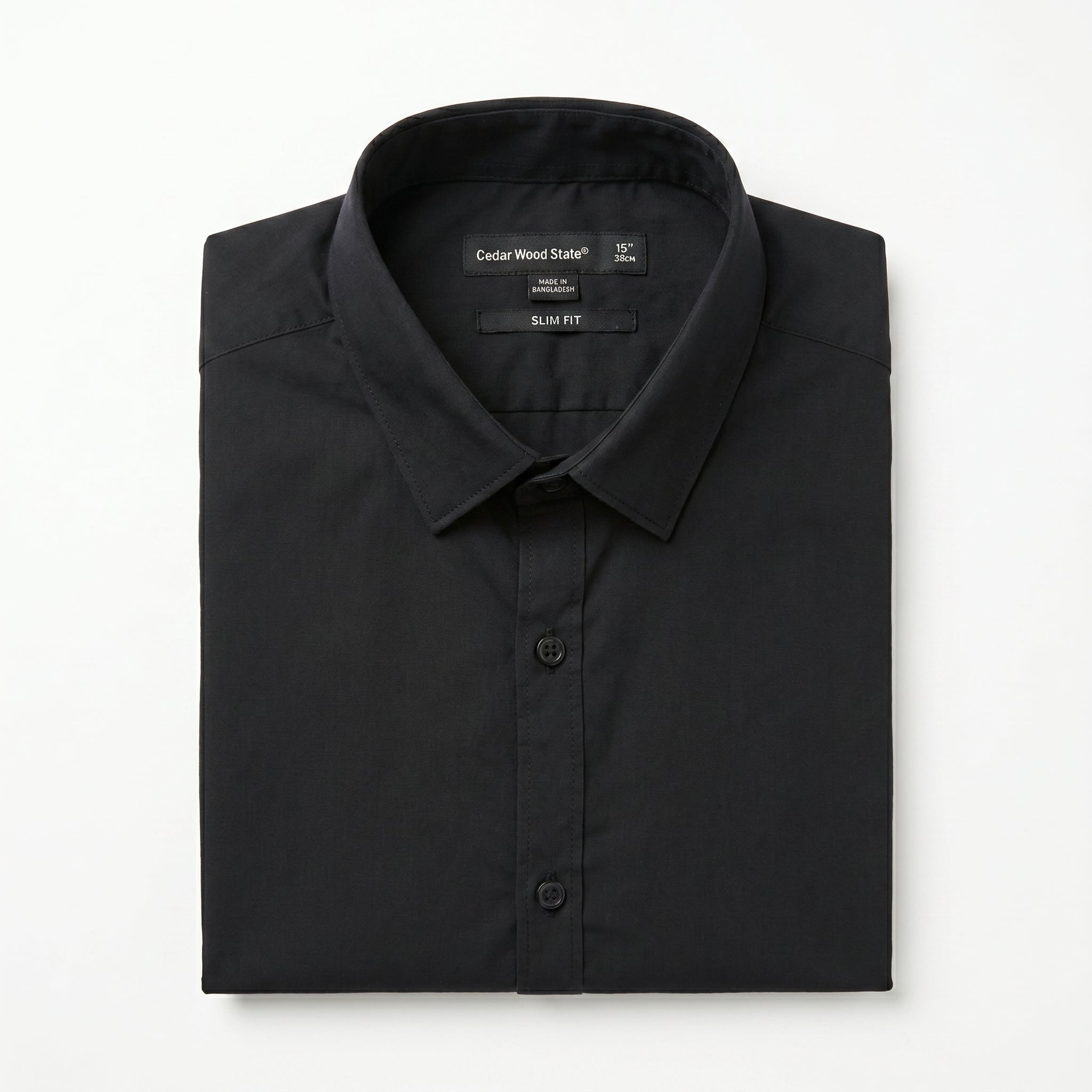 Cedar Wood State Slim Fit Long Sleeve Shirt — Jet Black