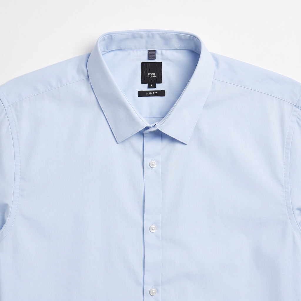 River Island Men's Light Blue Slim Fit Shirt