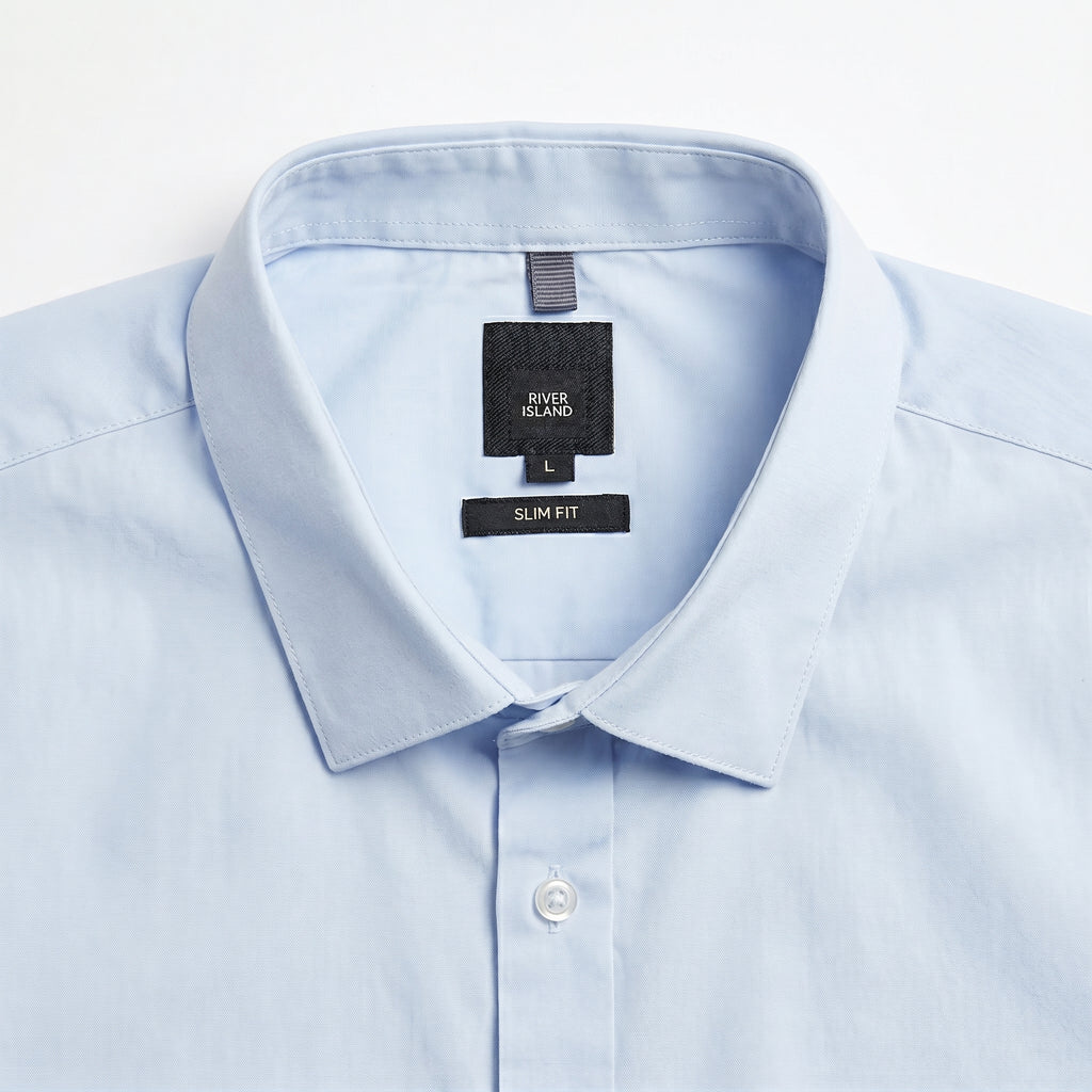 River Island Men's Light Blue Slim Fit Shirt