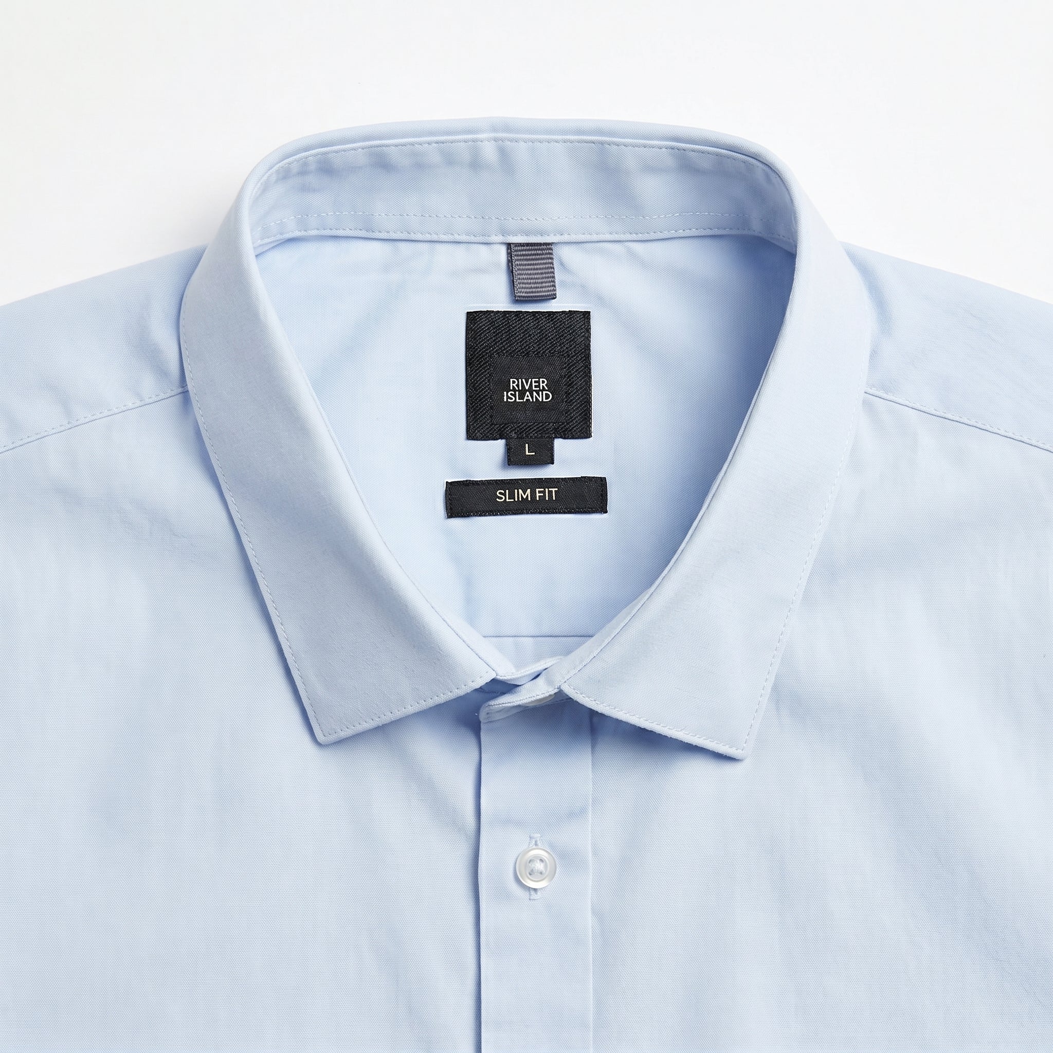 River Island Men's Light Blue Slim Fit Shirt