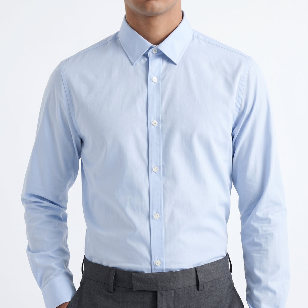 River Island Men's Light Blue Slim Fit Shirt