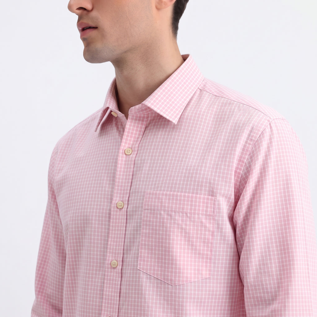 Hatico Super Cotton Pink Checked Shirt