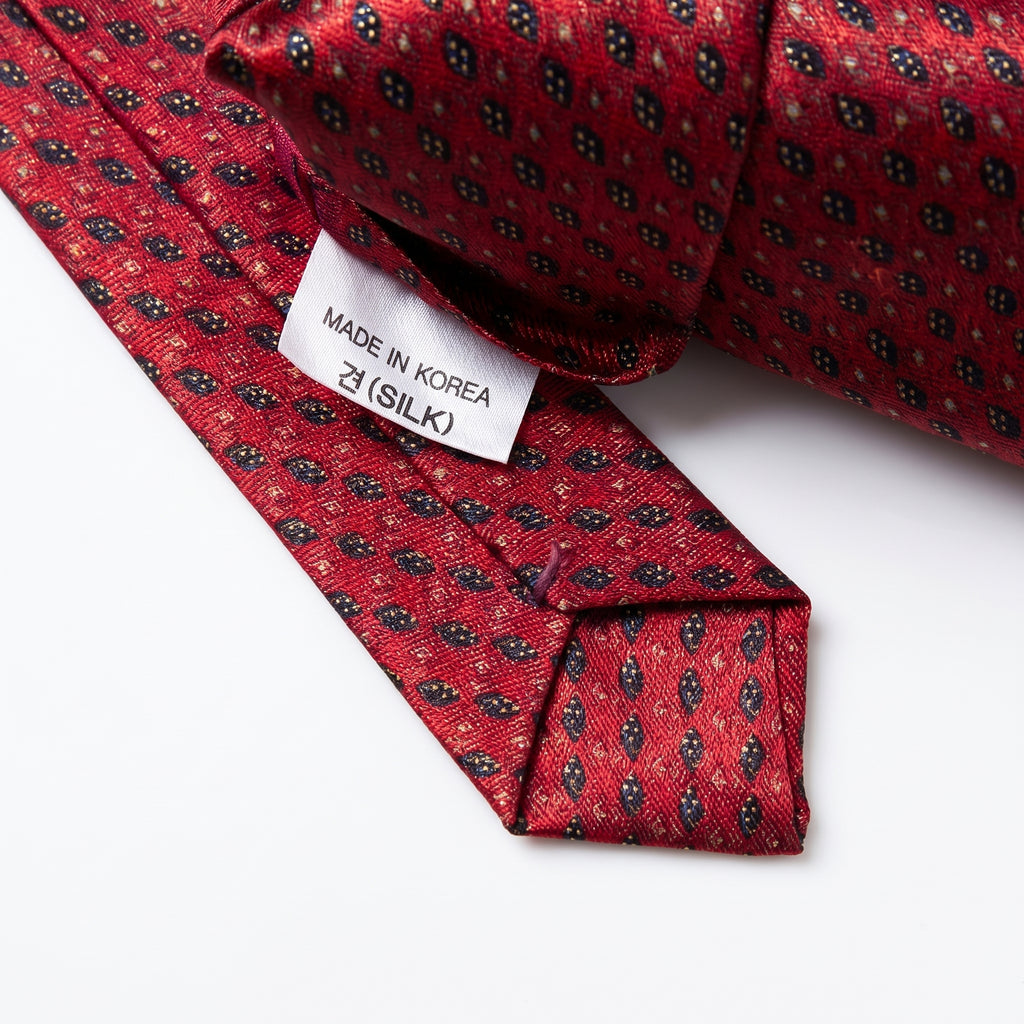 Gold City Vintage Crimson Geometric Hand-Made Silk Tie