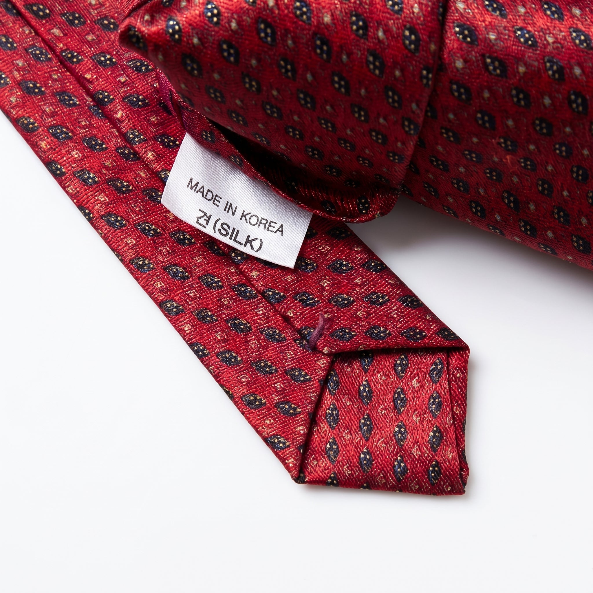 Gold City Vintage Crimson Geometric Hand-Made Silk Tie