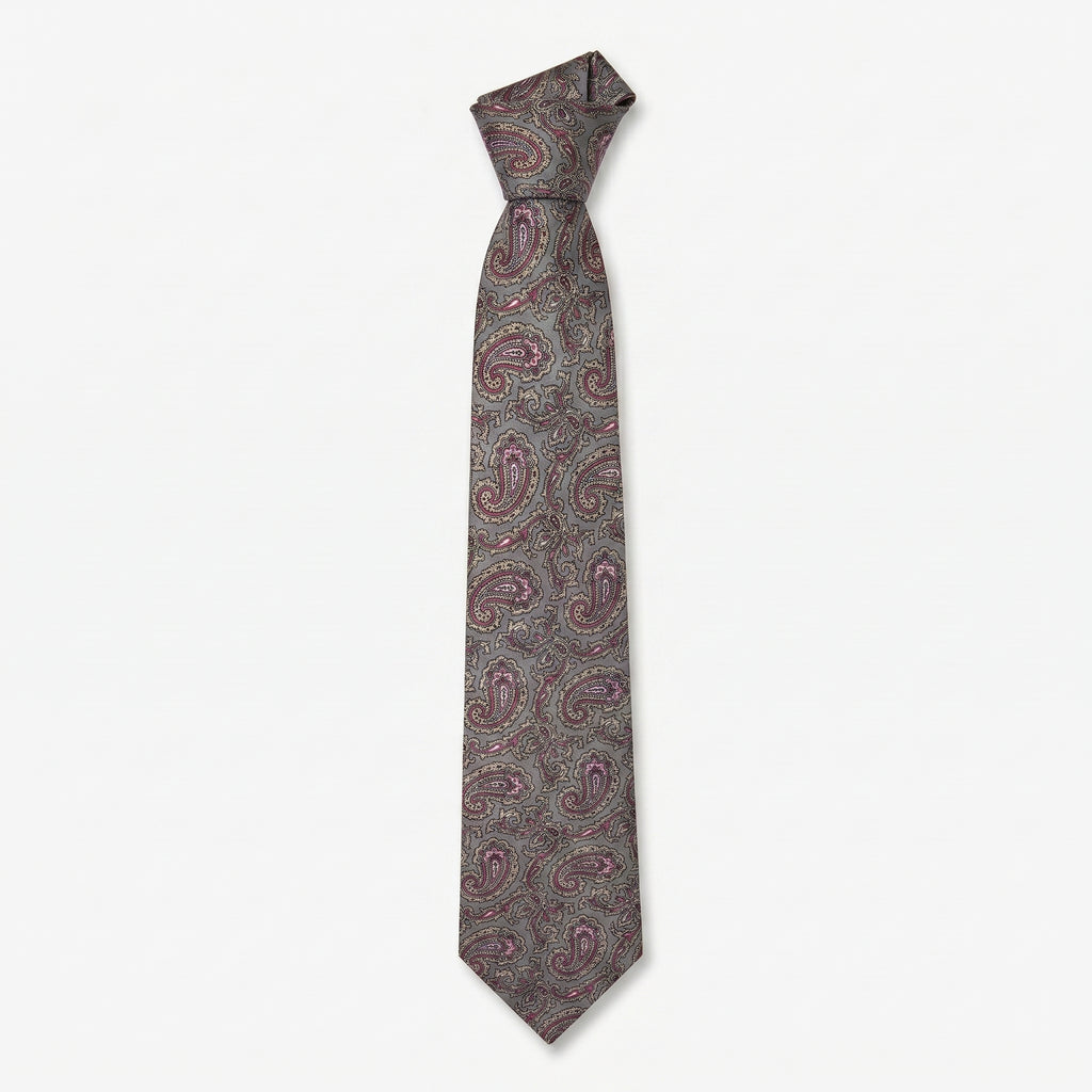 Pierre Cardin Vintage Sage Mauve Paisley Silk Tie