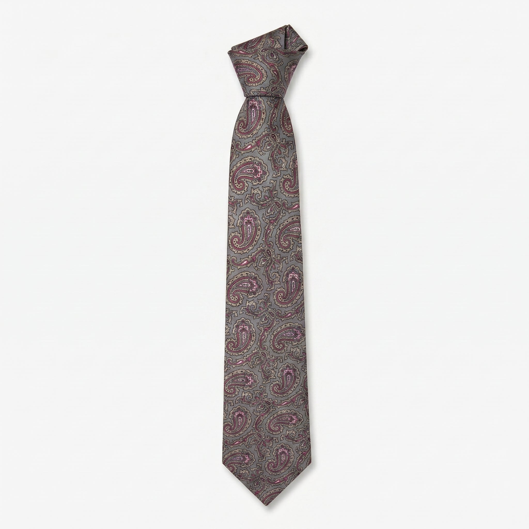 Pierre Cardin Vintage Sage Mauve Paisley Silk Tie