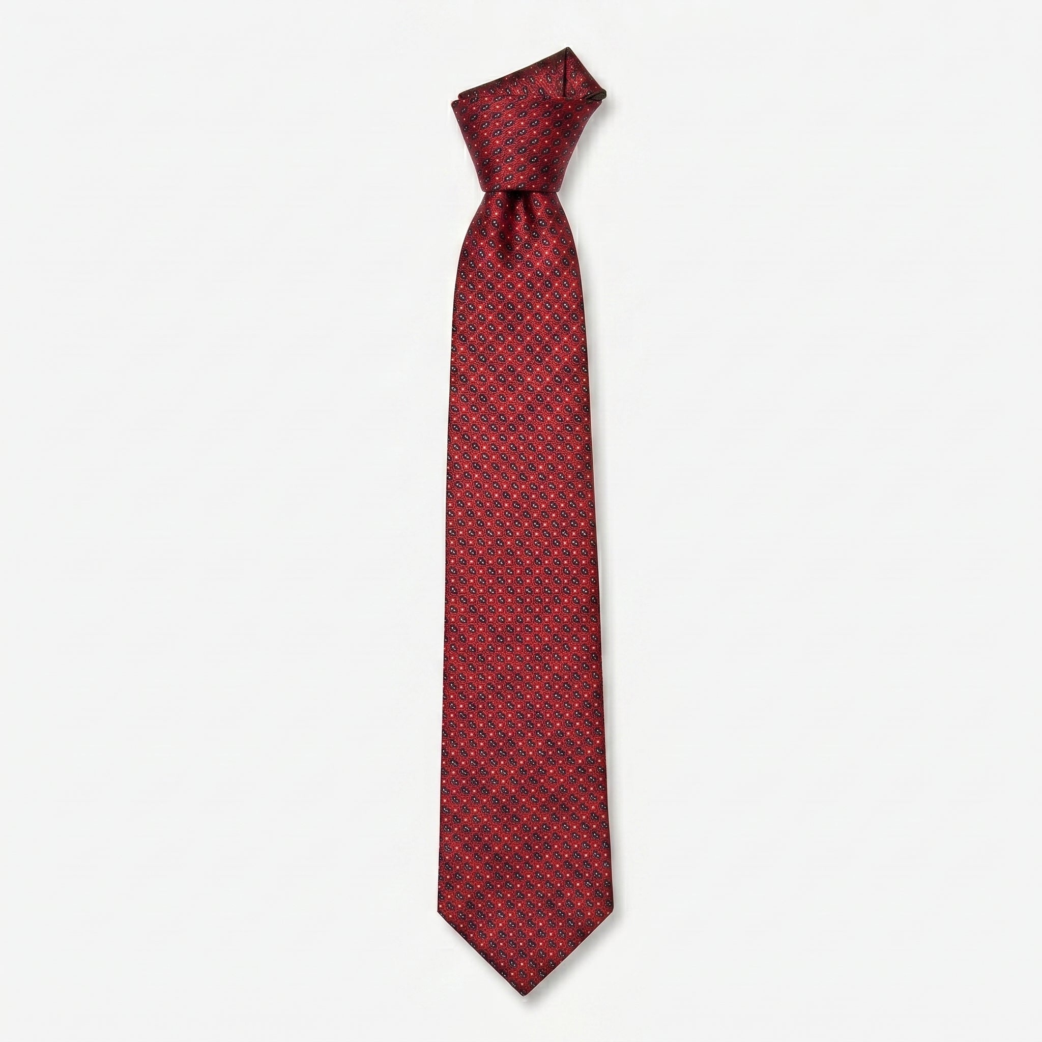 Gold City Vintage Crimson Geometric Hand-Made Silk Tie
